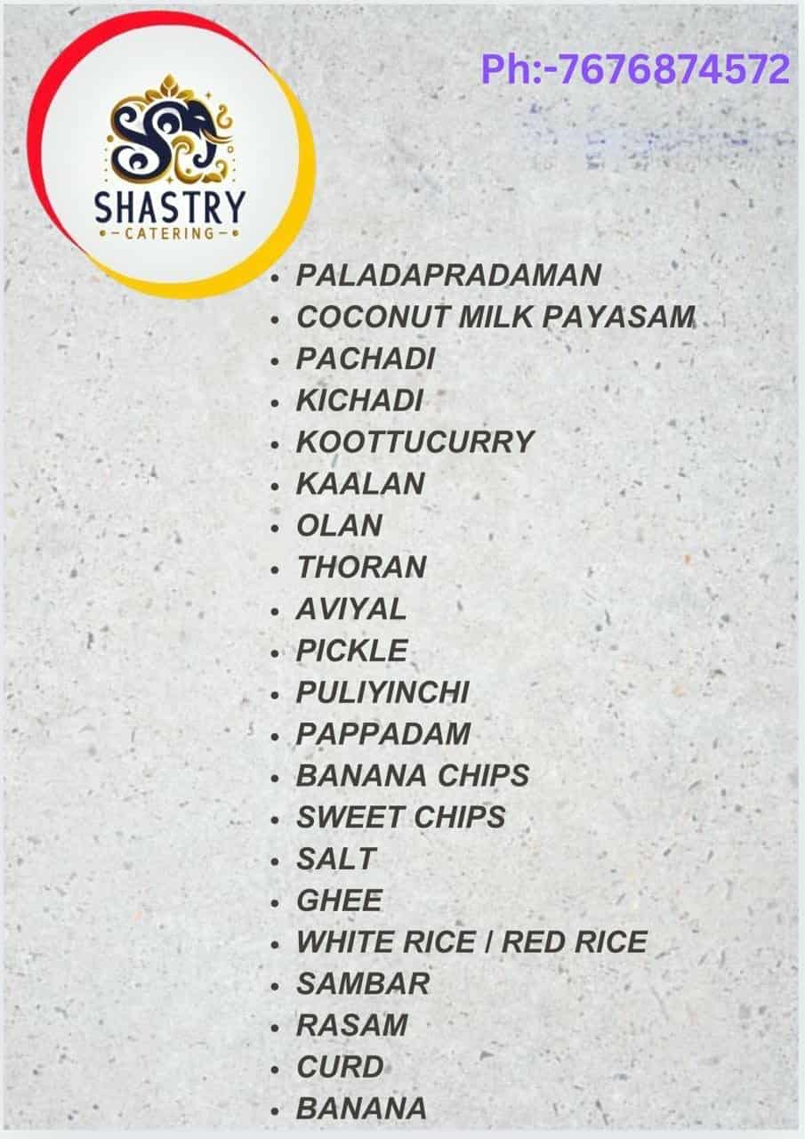 Detailed Menu Items List